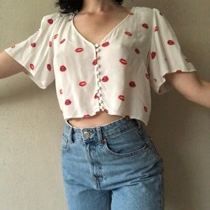 Forever21 Lip Print Blouse
